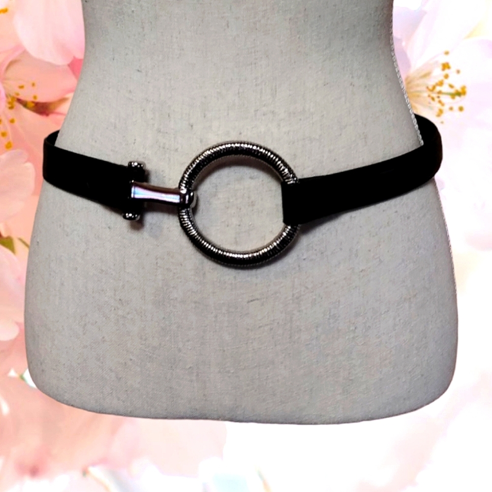 Adjustable Black & Silver Loop Hook Belt Size M/L